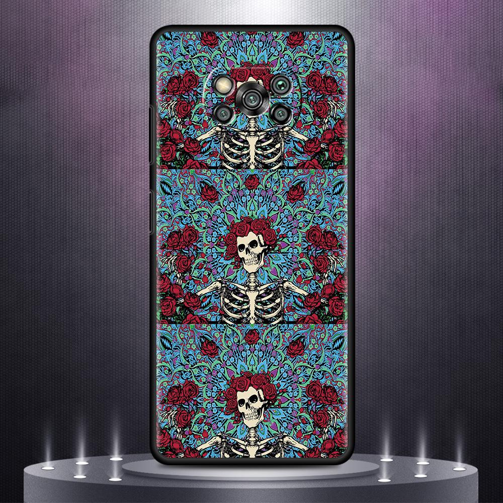 Czarne Miękkie Etui Na Xiaomi Mi Poco X3 NFC 10T Pro 11 11T Note 10 Lite 9T M3 F3 A2 F1 TPU Pokrowiec Na Telefon Komórkowy Różany Szkielet Czaszka