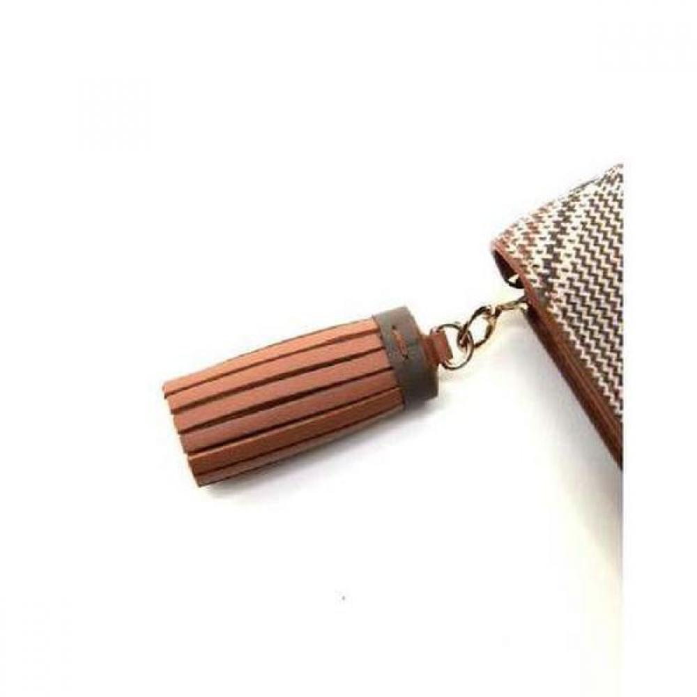 Daks Card Wallet Brown Check Pattern With Tassel Dcwa1f328w2