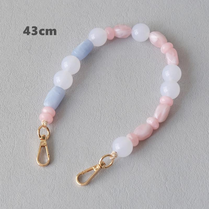 Neue Mode Frau Telefon Zubehör Abnehmbare Blau Perlen Ketten Niedlichen Acryl Luxus Strap Frauen Elegante Telefon Schulter Griff Kette