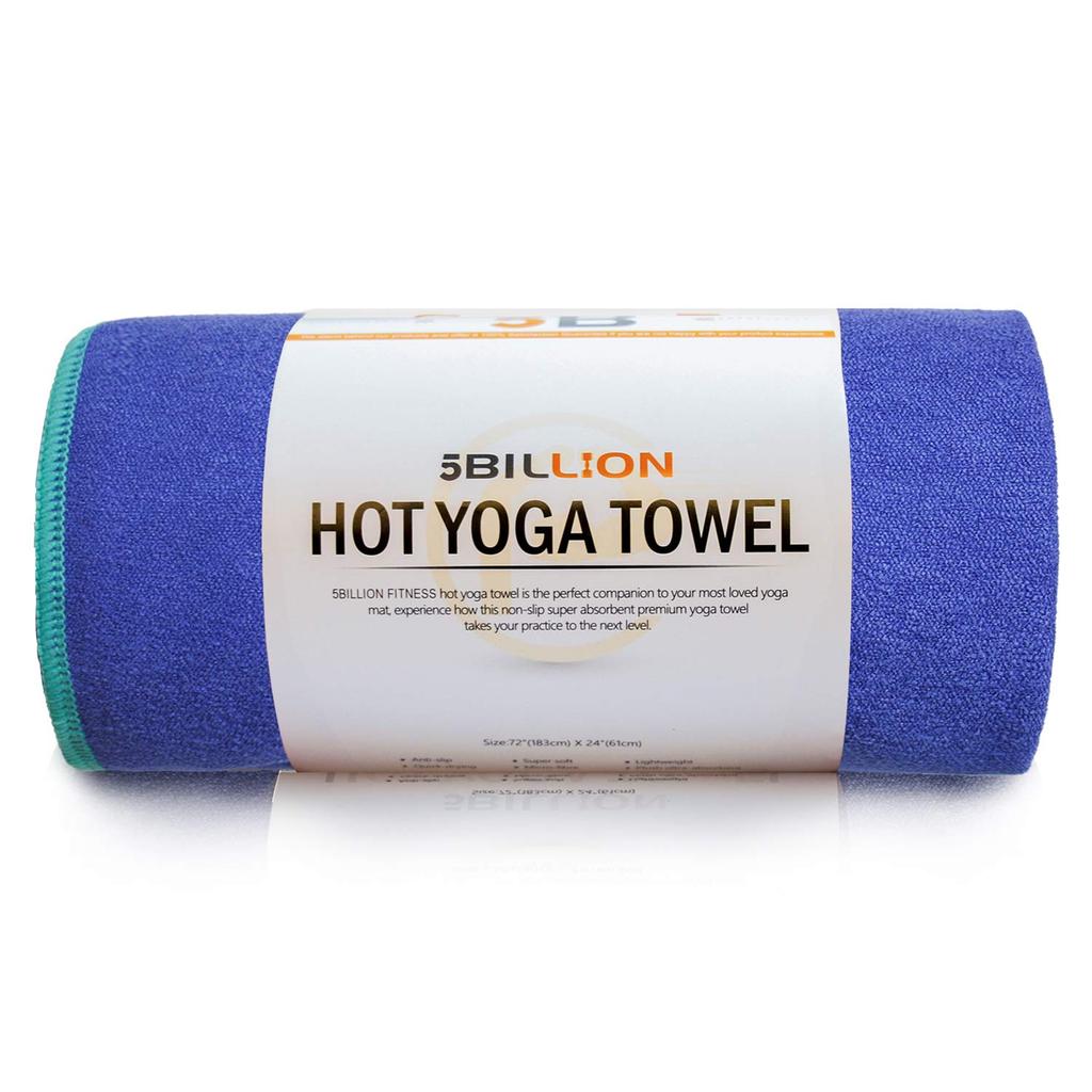 5BILLION Yoga Fiber Hot Yoga Super Includes Free Carry Bag Towel, Non-Slip Ultra-Fine - 18361cm Towel, Absorbent, Washable, Quick-Drying - (Blue)
