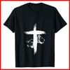Lion And Lamb Cross Black Cotton T-Shirt S-3XL