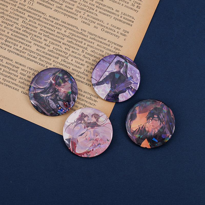 Code Iris Fanmade Silver Glitter Badge (44mm): Fu Rong, Zuo Ci, Sun Ce, Liu Bian Designs