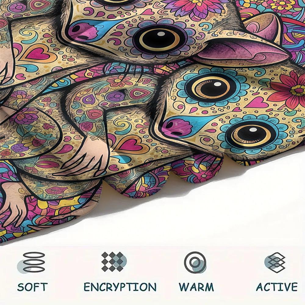 1PC Psychedelic Totems Print Flannel Blanket, High Quality Comfortable for All Seasons, Home Decor, Warmth and Comfort, Perfect for Christmas Gifts
