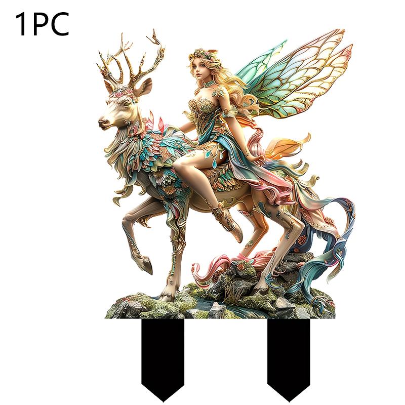 

Лесной эльф и волшебный олень садовая карта колышек акриловая садовая земля горшечные растения украшения декорации сада