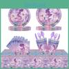 Dreamy Pink And Purple Mermaid Themed Party Tableware Set For Kids
