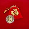 Chinese Zodiac Goat Commemorative Coin 1Pcs Gold Plated with Acrylic Case Red Pouch for Beginner Coin Collectors