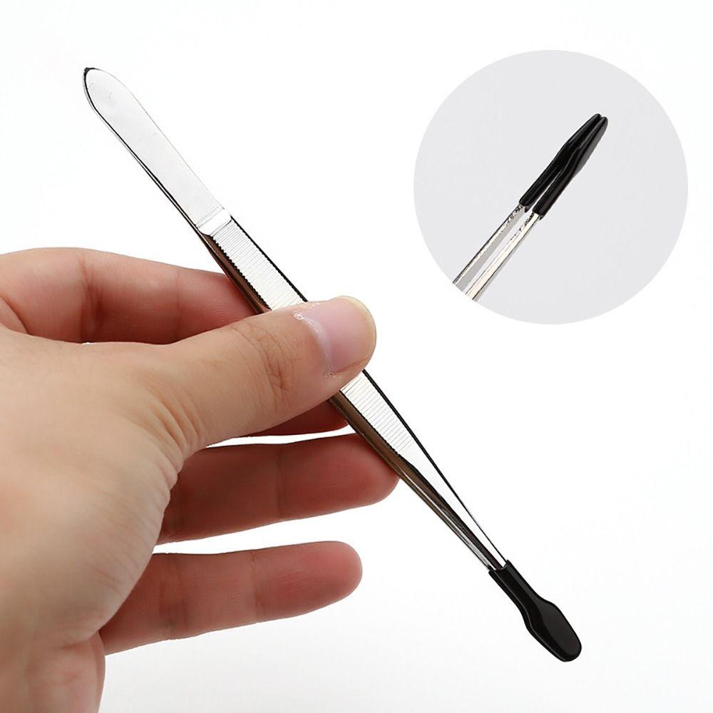 Non Marring Flat Tip Tweezers PVC Coated Rubber Tips Tweezers Accessories Long Bent Tweezers