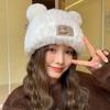 Warm Winter Plush Bear Hat Thick Beanies Caps Fashion Y2K Bear Ear Hat  Women