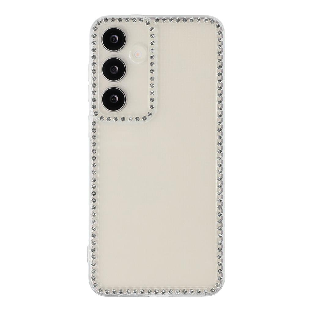 For Samsung Galaxy S25 TPU Case Rhinestone Decor Clear Phone Back Cover,Precise Cutout