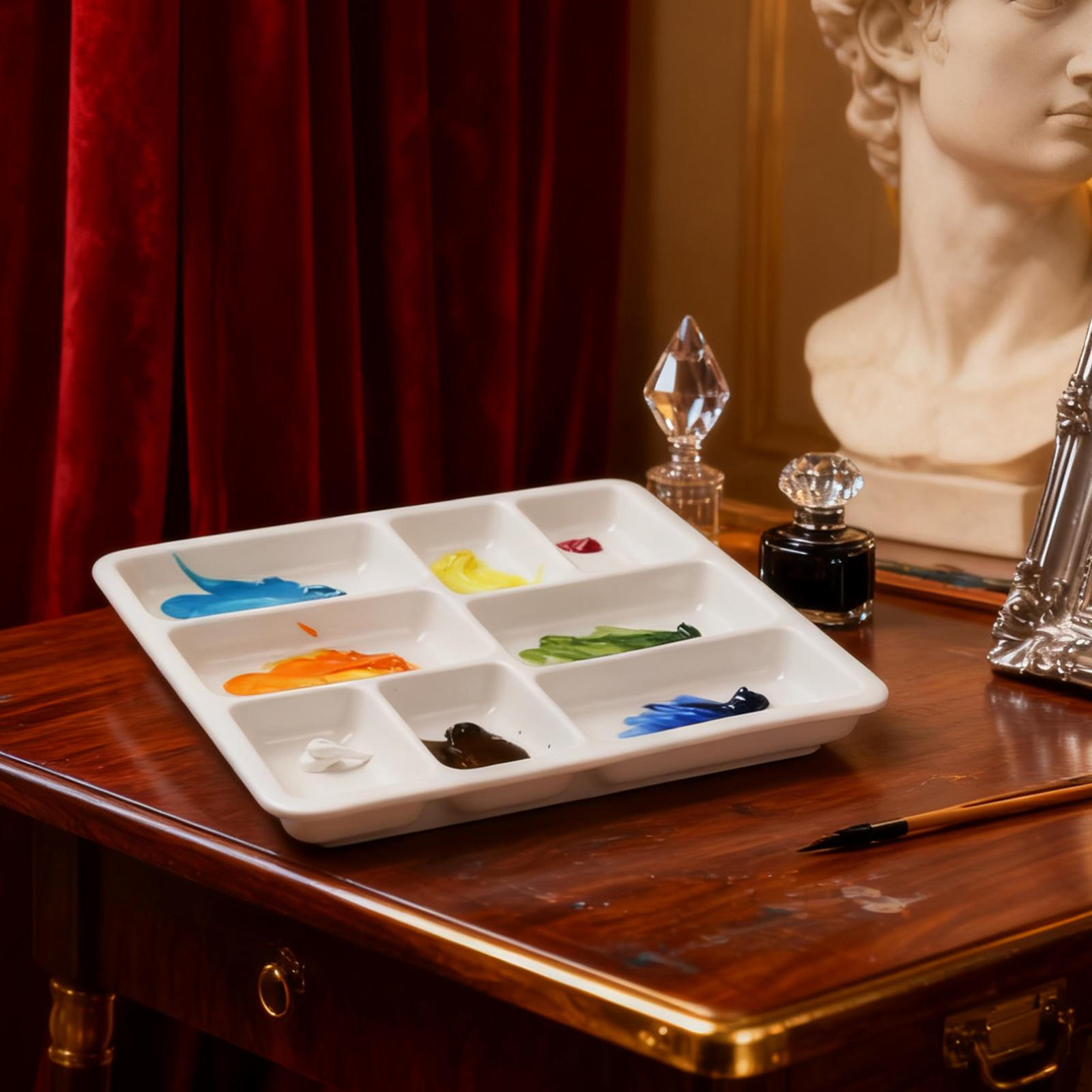 

Ceramic Artist Paint Palette,Porcelain Watercolor Palette,8 Wells White Mixing Tray for Tempera