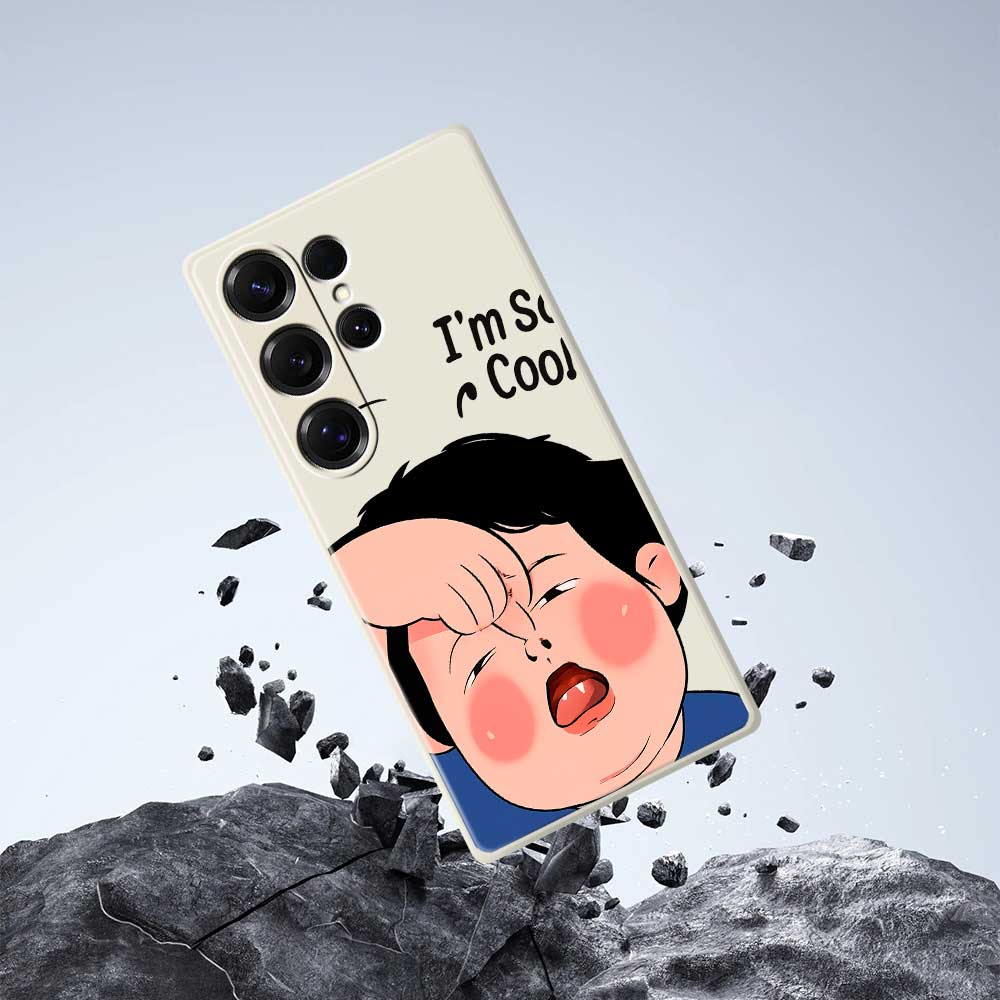 For Samsung Galaxy S25 Ultra Case Make Faces Kid Pattern Printing Straight Edge TPU Phone Back Cover