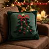Christmas Tree Embroidered Pillow Cover With Bow Design For Home Decor