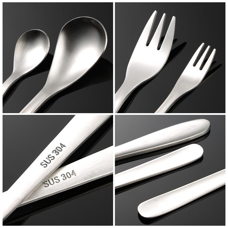 304 Stainless Steel Japanese-style Yanzong Knife, Fork, Spoon, Sanded Main Spoon, Multi-specification 5 Main Pieces, Hotel Western Tableware