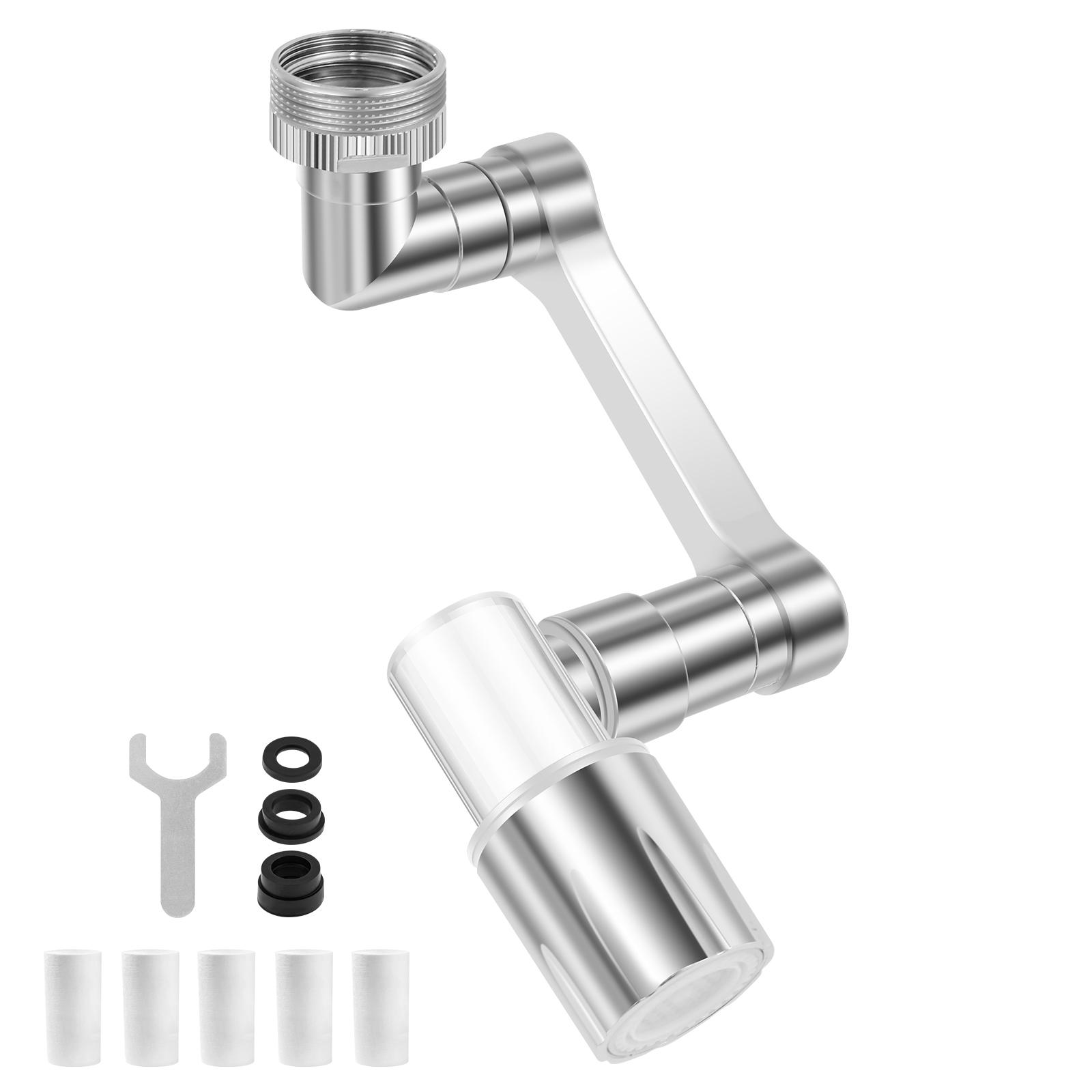 

1080° Rotating Faucet Extender Universal Faucet Aerator Extension with 2 Mode Splash and Filter Core for Home Kitchen Bathroom серебряный