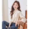 Women's French Pointed Collar Long Sleeve Blouse