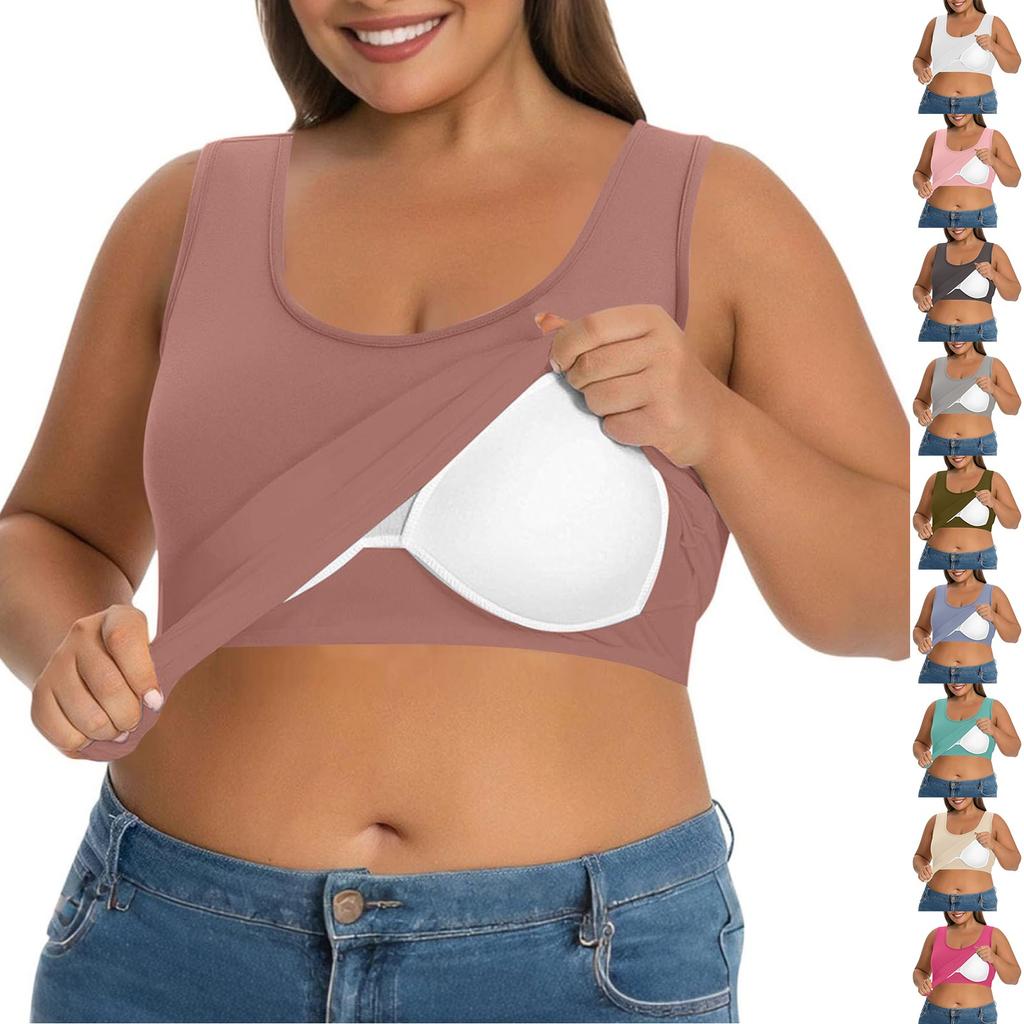 Plus Size Women's Camisole With Bottom And Chest Pad, Sexy Oversized Underwear With Chest Pad