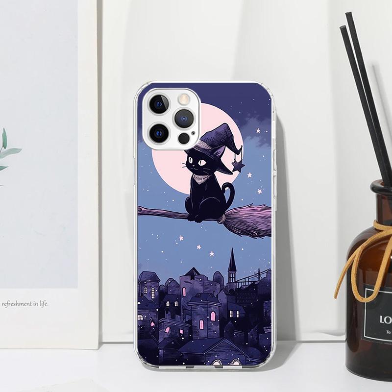 Witch And Cat Colorful Cute Phone Case For Iphone 17 Air 16 15 Plus 16E 14 Pro Max 13 Mini 12 11 7 8 SE Fundas Soft Back Cover 1
