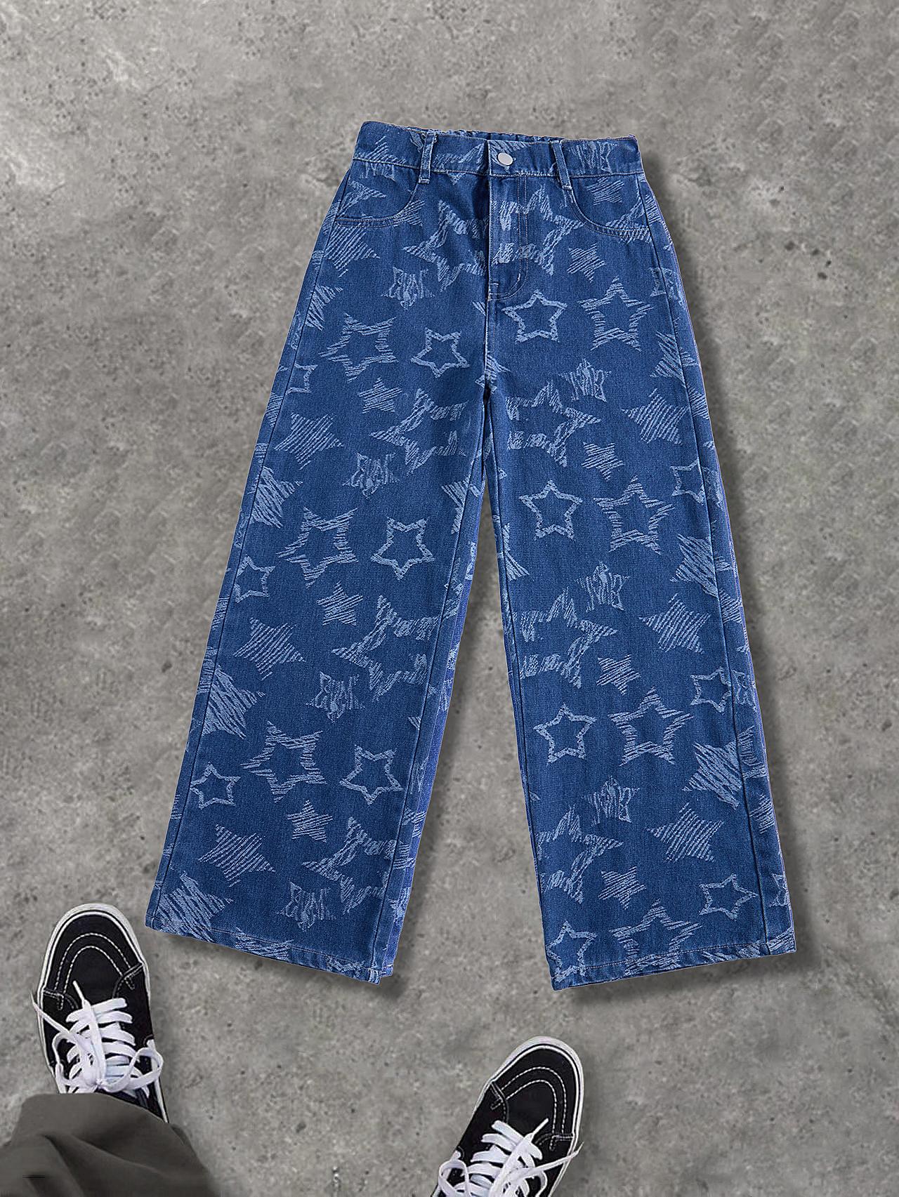 Single-item: Boys blue vintage straight-leg jeans—stylish, casual, and versatile for everyday outdoor wear; new Spring/Summer arrival. 8Y средний синий