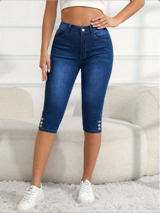 European Women s Versatile Cropped Skinny Jeans S