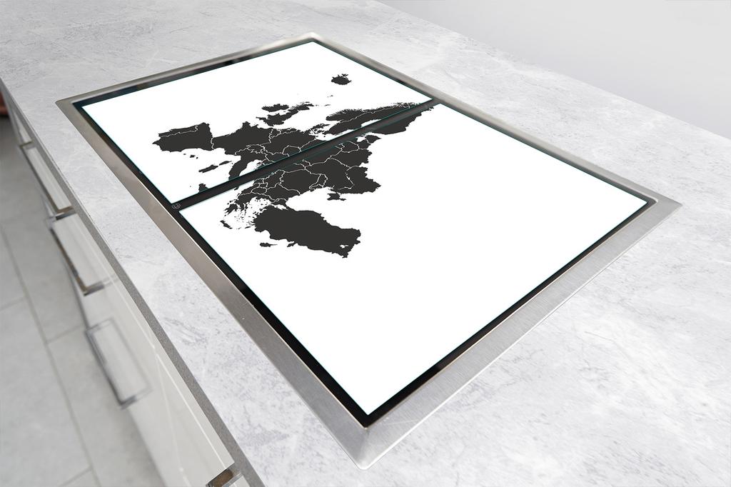 SZKLANA PŁYTA I DESKA DO KROJENIA 100x52 MAPA