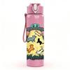 1PC Robot Space Character Cartoon Print 750ml Color Plastic Sports Water Bottle Leakproof Flip Straw Lid Suitable for Sports Office Home Use