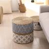 Hand-Woven Floor Cushion Round Shape Ottoman Stool Rustic Style Woven Stool  Living Room
