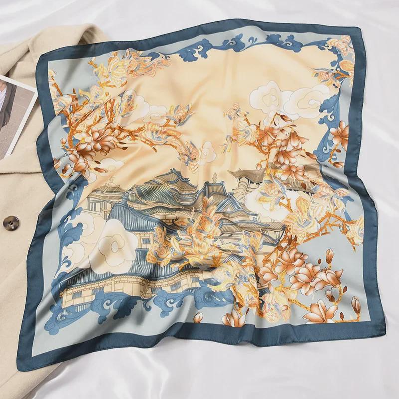 Vysoce kvalitní hedvábný šátek: 70cm Módní dámský čtvercový šátek, Celoroční, Lehký na jaro, podzim, léto, nebo jako stylový doplněk ke košili.