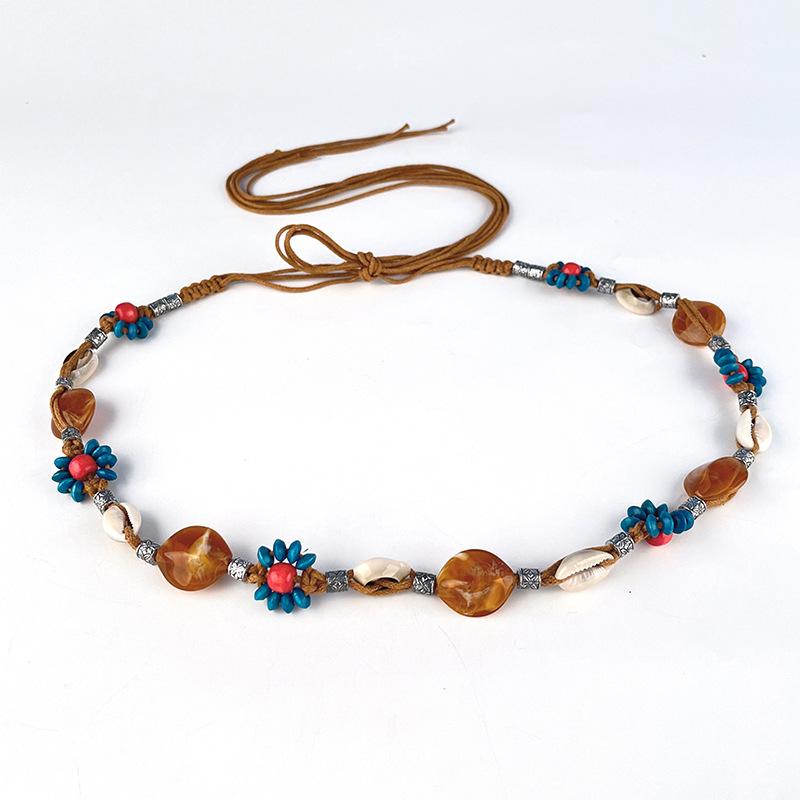 

Декоративная женская повседневная цепочка на талию в корейском стиле, модный универсальный плетеный пояс из вощеного шнура, богемное женское украшение на талию в виде цветка