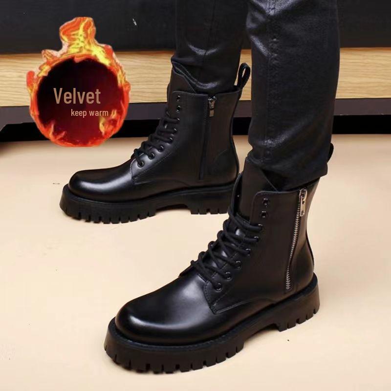 Men's 2024 Autumn British-Style Genuine Leather High-Top Work Boots