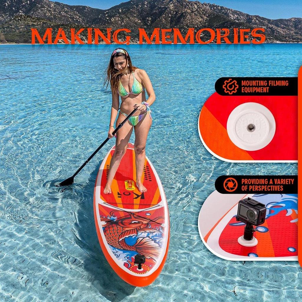 FunWater 11'6" Classic SUP Board Set – 8kg, 150kg Capacity, 15cm Thick – Incl. Paddle, Pump, Backpack – Koi Red - SUPFR01E