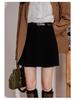 Autumn Corduroy High-Waist Pleated A-Line Mini Skirt for Women