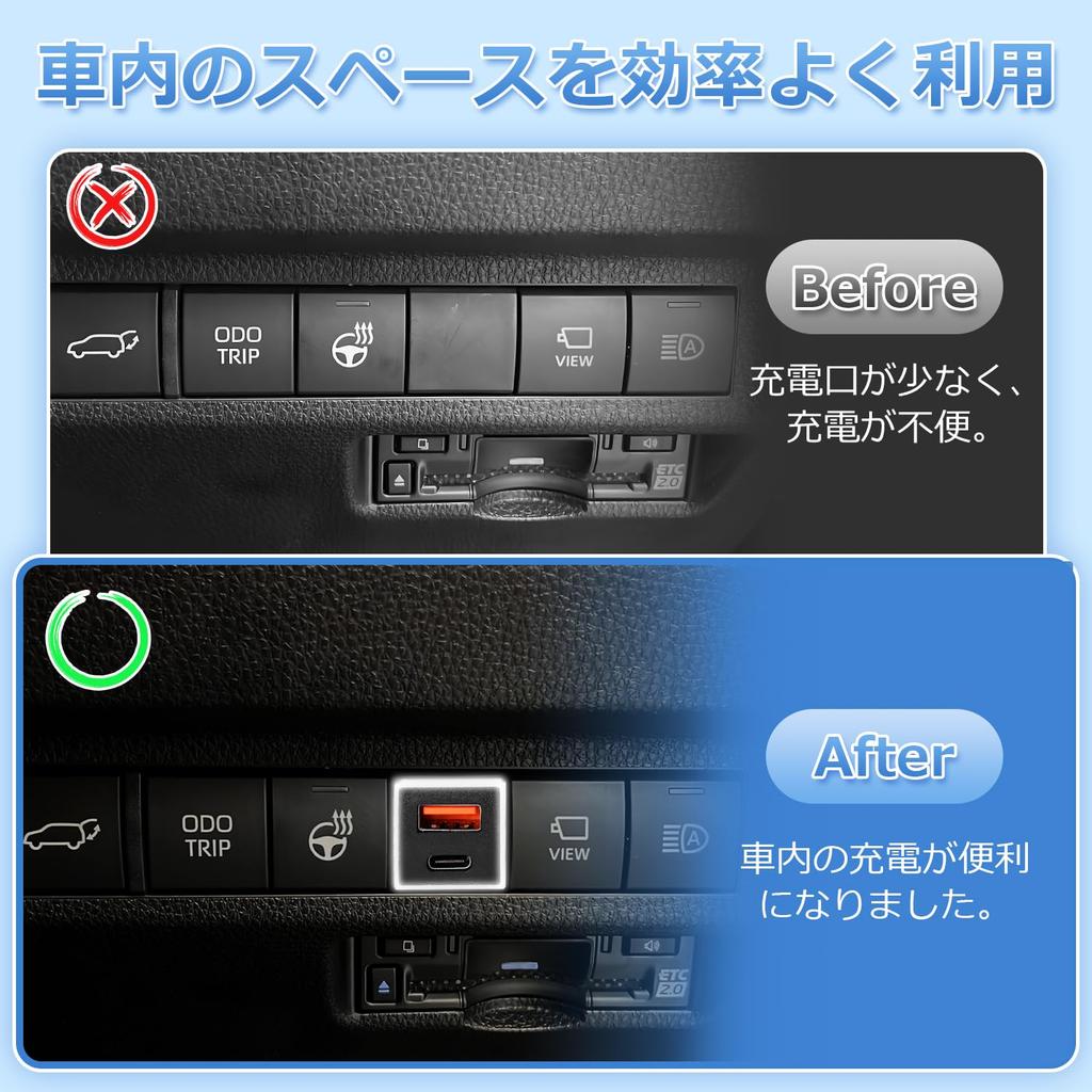 GIMUYA USB Port Extension Power Supply Unit, qc3.0, Type-A, Pd, Type-c, Noah, Voxy, 90