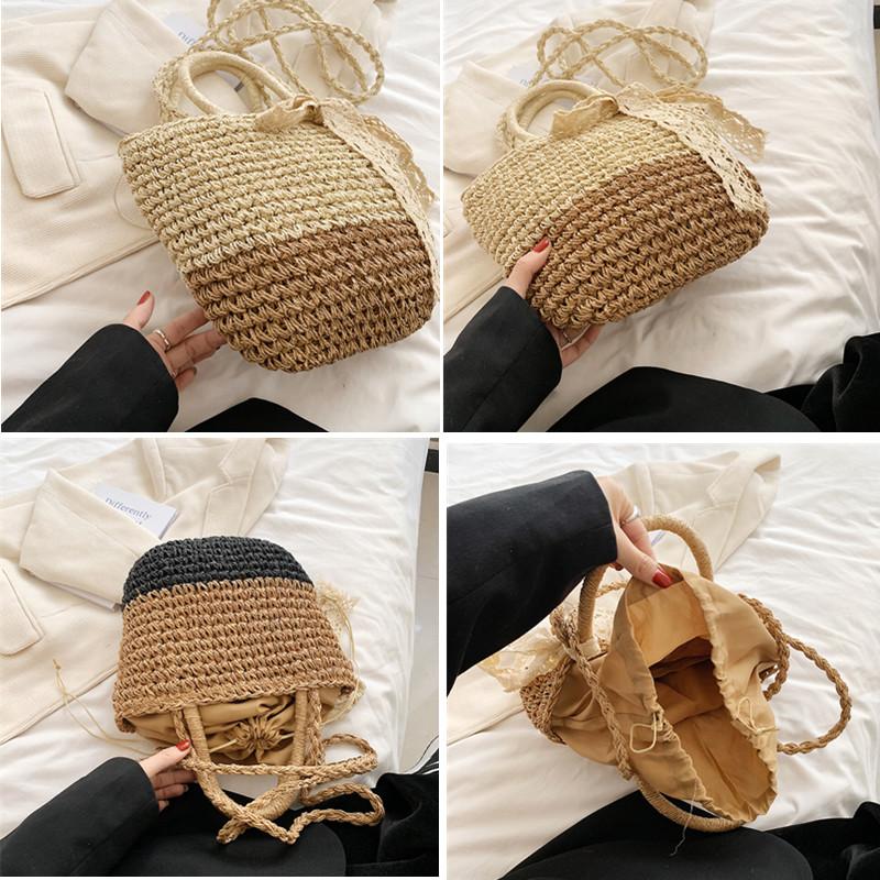 New Fabric Straw Fashion Silk Scarf Women's Shoulder Crossbody Bag Luxury Modern Fabric Bags