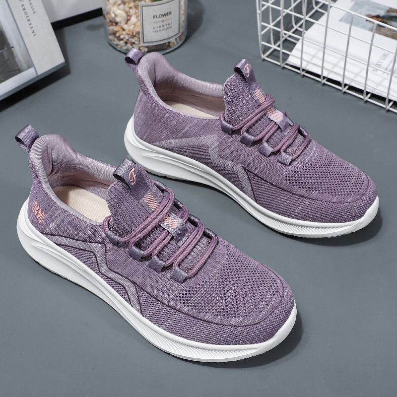 Spring Walking Shoes Female Ultra-light Soft Bottom Non-slip Comfortable Middle-aged Casual Fly Weaving Sports Women's Shoes