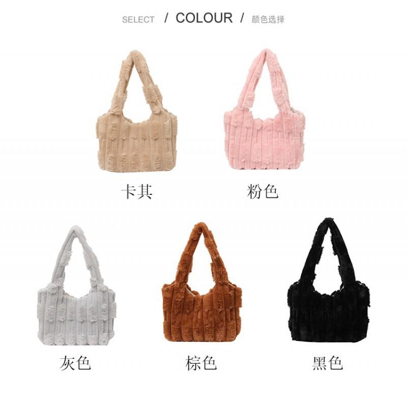 Korean Style Lazy Plush Bag Cute Fluffy Women's 2025 New Handbag Casual One-shoulder Tote