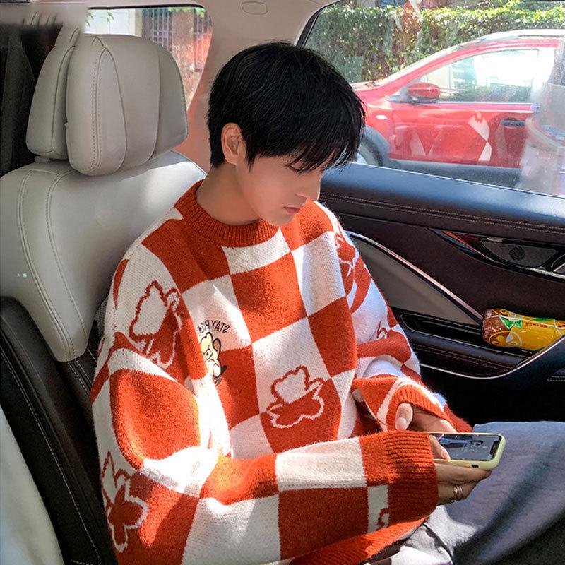 

Мужской свитер с круглым вырезом Little Bear: Трендовый, Утепленный Трикотаж для Осени/Зимы XL красный