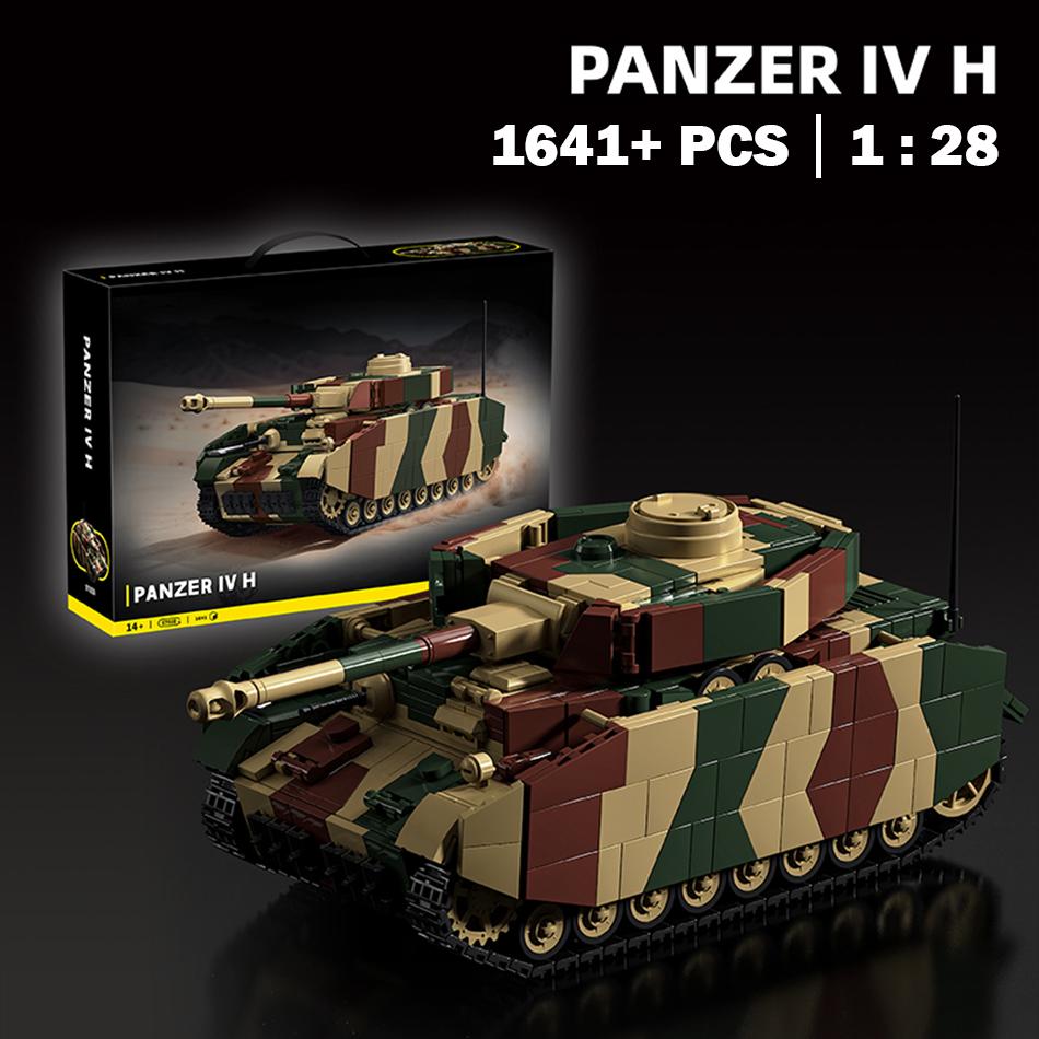 WW2 Military Panzer IV Sd.Kfz.161 Tank Building Blocks German Flakpanzer IV Anti Aircraft Gun Soldiers Bricks Toys for Kids Gift
