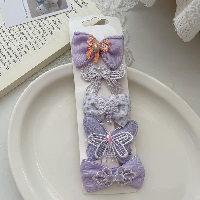 New Korean Spring Fabric Bow Hair Clip Set for Kids, Sweet Side & Bangs Clips, Full-cover Design,  Non-hurt Hair, Perfect .
