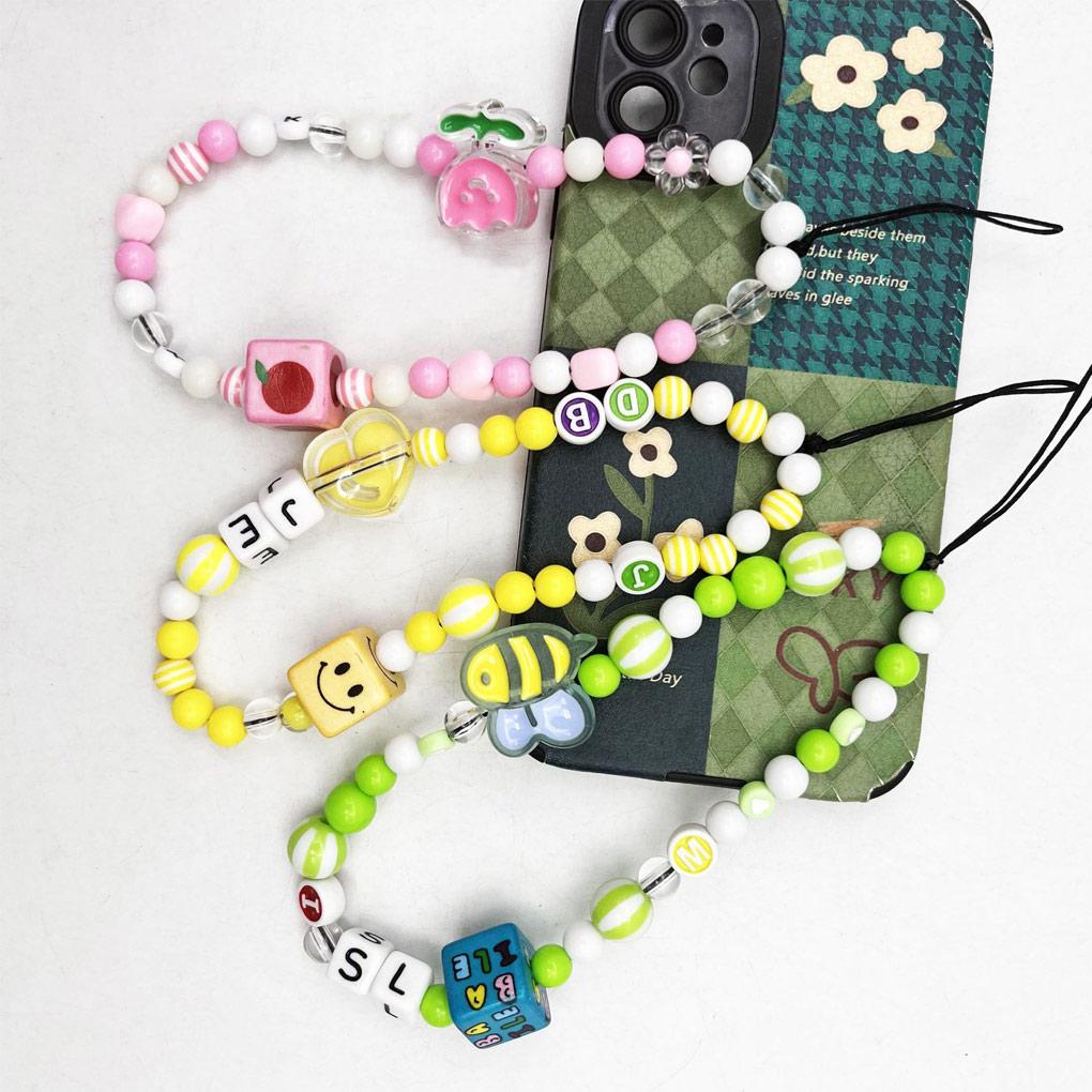 Mobile Phone Chain Beaded Strap Wrist Portable Fashion Universal Lanyard Hanging Rope Pendant Jewelry for Woman Girls