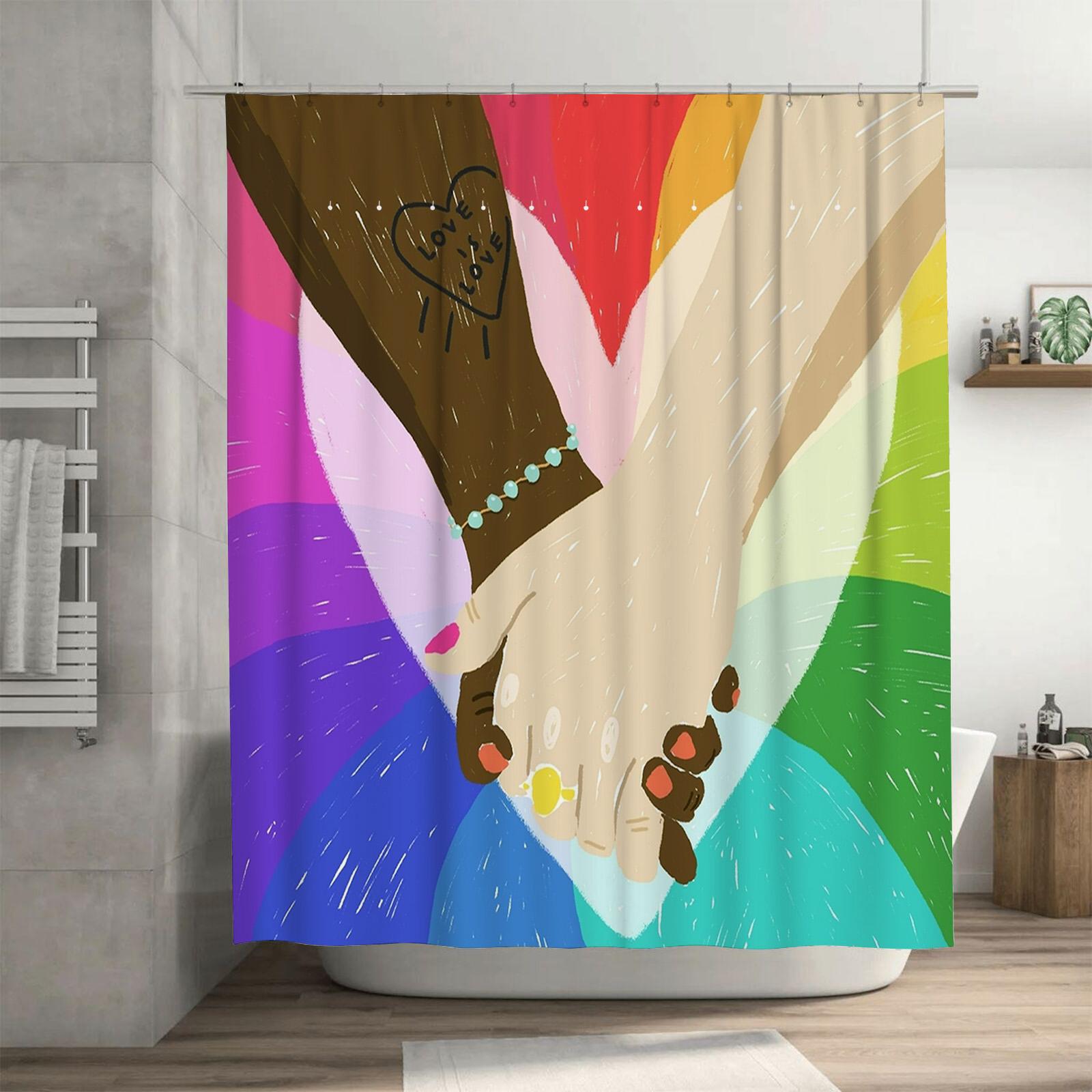 

Colorful Unity Shower Curtain - Vibrant Hands Holding Design For A Waterproof And Unique Bathroom Dcor Set W60H190(CM)-1 Pcs