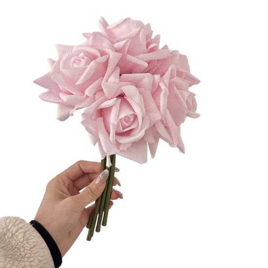 

5 Bundles Real Touch Rose Flower Artificial Big Bloom Faux Rose for Home Office Wedding Party Decor Indoor Floral Arrangements Table