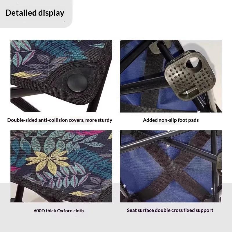 Portable Folding Camping Stool Sturdy Steel Frame Durable Oxford Seat For Leisure Beach Hiking Fishing Picnic