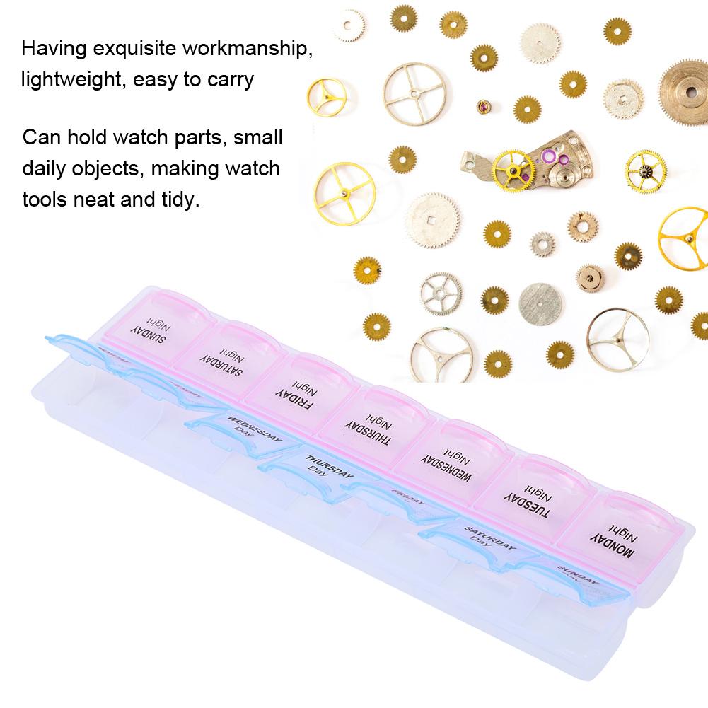 3pcs Plastic Watch Parts Storage Box Organizer Watchmaker Repairing Tools Storage Tray (2 Color 7 Grids 2 Color 14