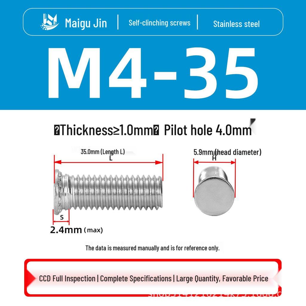 304 Stainless Steel Pressure Plate Cylindrical Head Rivet Screw (FHS-M2 M2.5 M3 M4 M5 M6 M8 M10)
