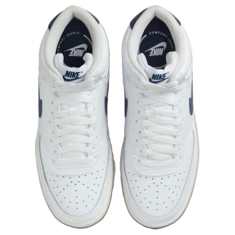 Nike Court Vision Comfortable Versatile Low-Top Slip-Resistant Durable Mid-Top Skate Shoes Women Sneakers White Blue CD5436-109