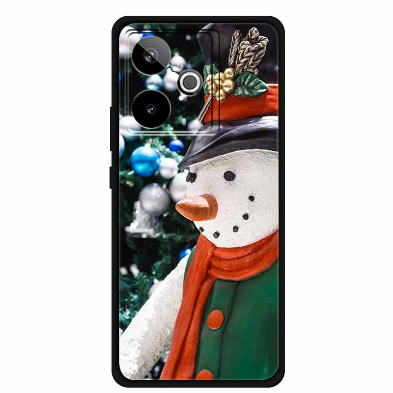 Christmas Cover For Realme GT7 GT 7 7T Case Black Silicone Cases for Realme GT 7T Cartoon Santa Claus Christmas Tree Back Cover