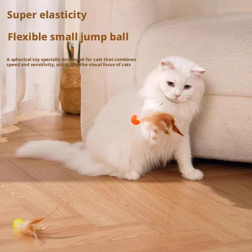 Lot De 3 Balles Avec Plumes Pour Chat – Jouet Interactif Rebondissant – Pour Intérieur