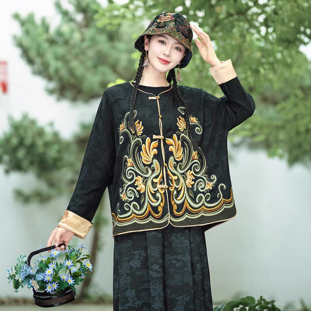 Ethnic Style Embroidered Women's Jacket Cardigan Top