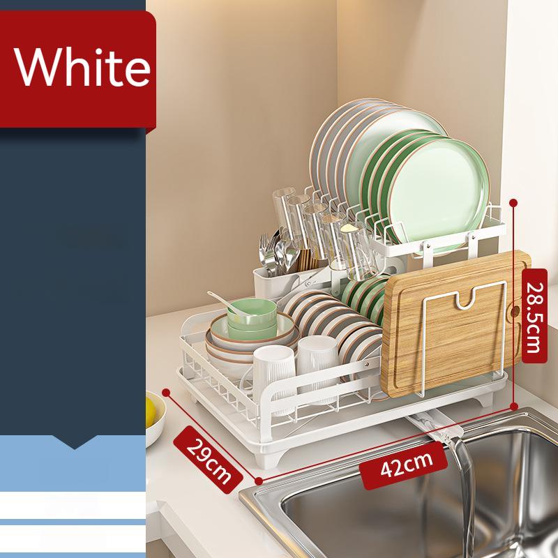

Складная кухонная подставка для мисок, сушилка для посуды с крылом, держатель для посуды и слотов для ножей для кухонных принадлежностей