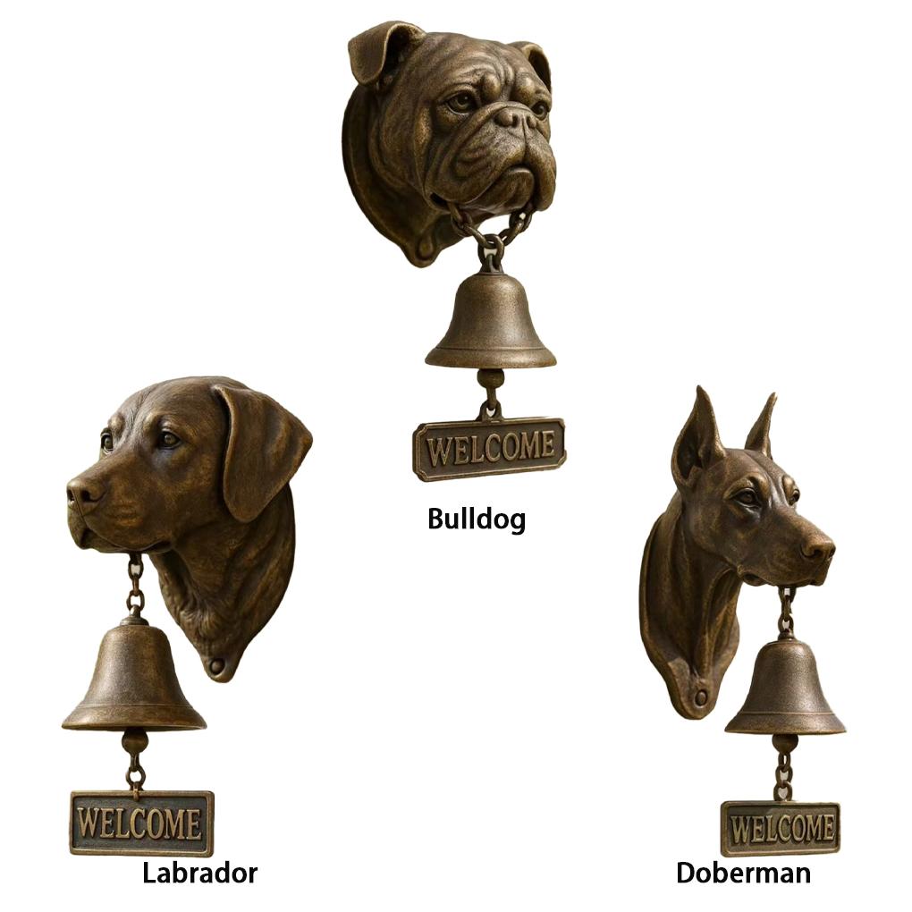 Retro Animal Inu Welcome Wall Mounted Pet Doorbell Charming Entrance Decoration Handmade Durable Dog Lovers Home